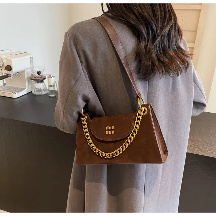 Metal Letter Designer Brand Handbags Top Handle Luxury Shoulder Bags Solid Color Elegant Crossbody Bags Fashion Bags For Women