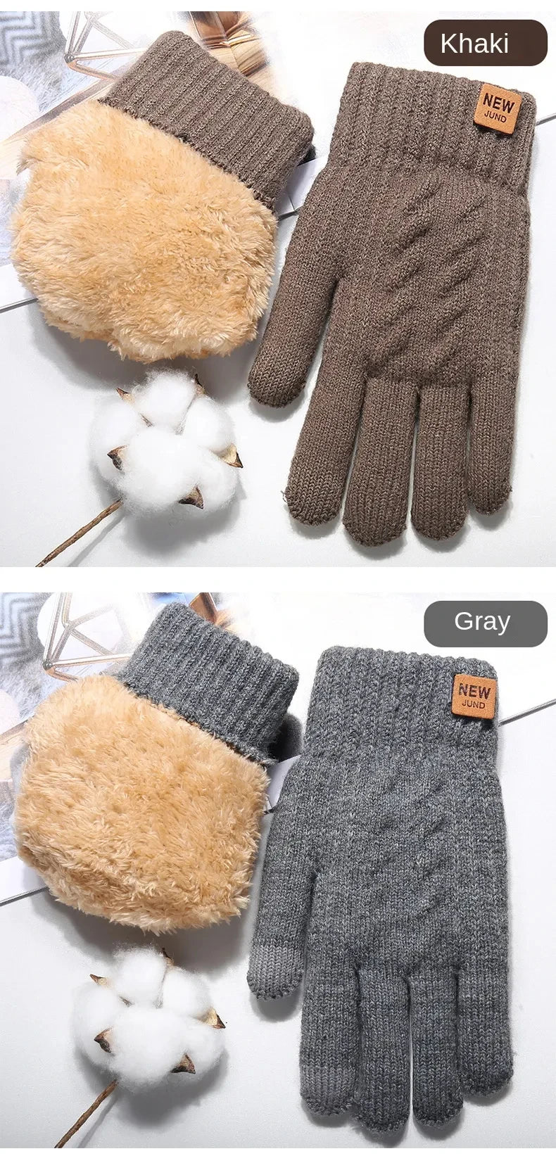 Men Knitted Thick Thermal Full Finger Gloves Women Men Fashion Winter Outdoor Warm Wool Driving  Gloves Touchscreen Mittens