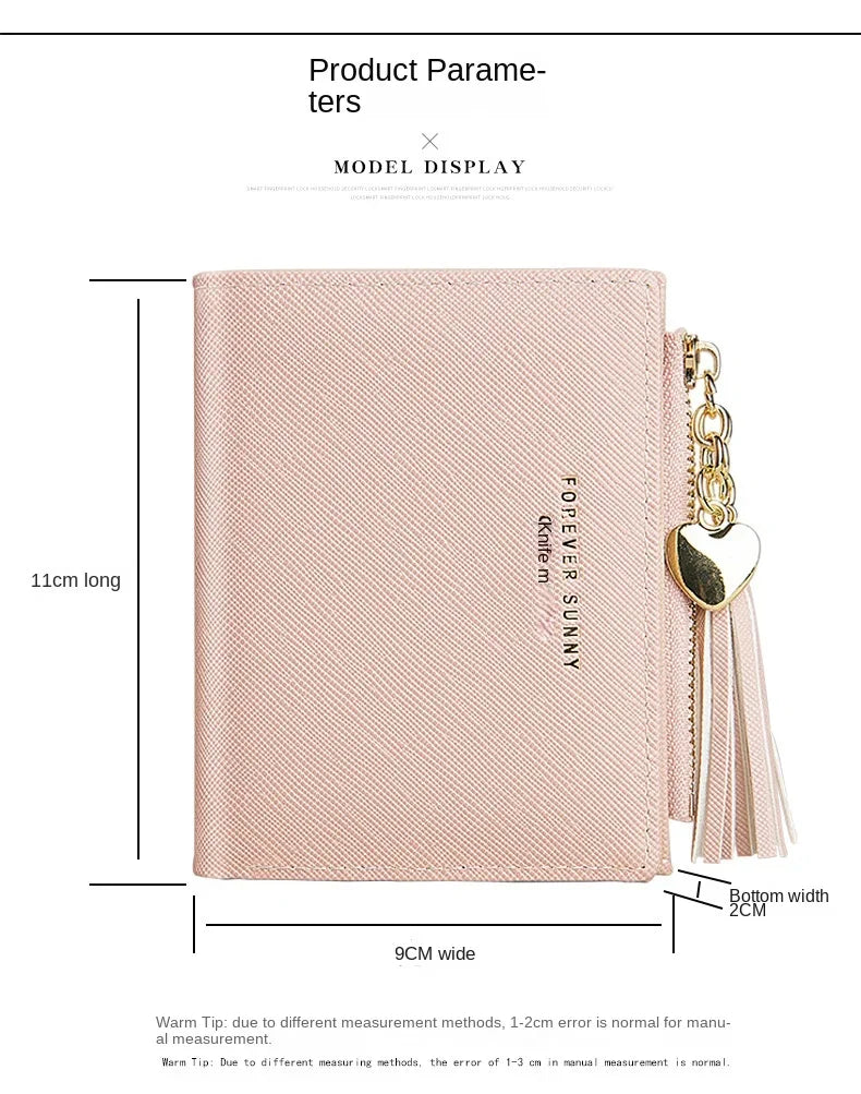 Fashion Women's Wallets Tassel Short Wallet For Woman Zipper Mini rfid Coin Purse Ladies Small Wallet Female Leather Card Holder