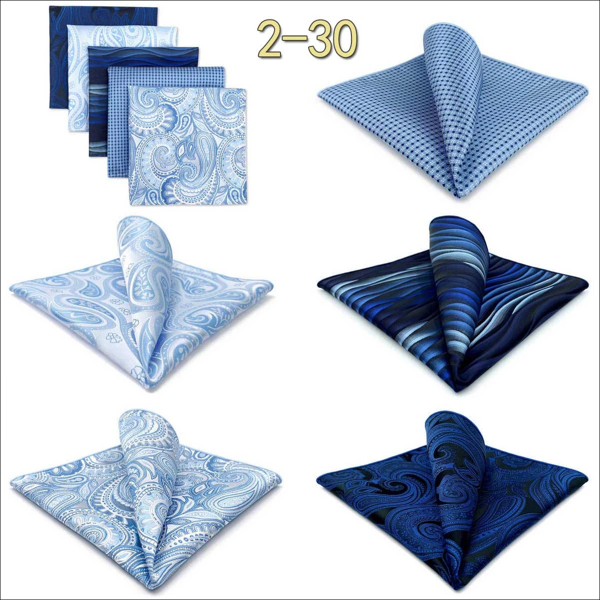 5 Pieces Mens Pocket Squares Wedding Handkerchiefs Set Fashion Formal Bundle Luxury Unique