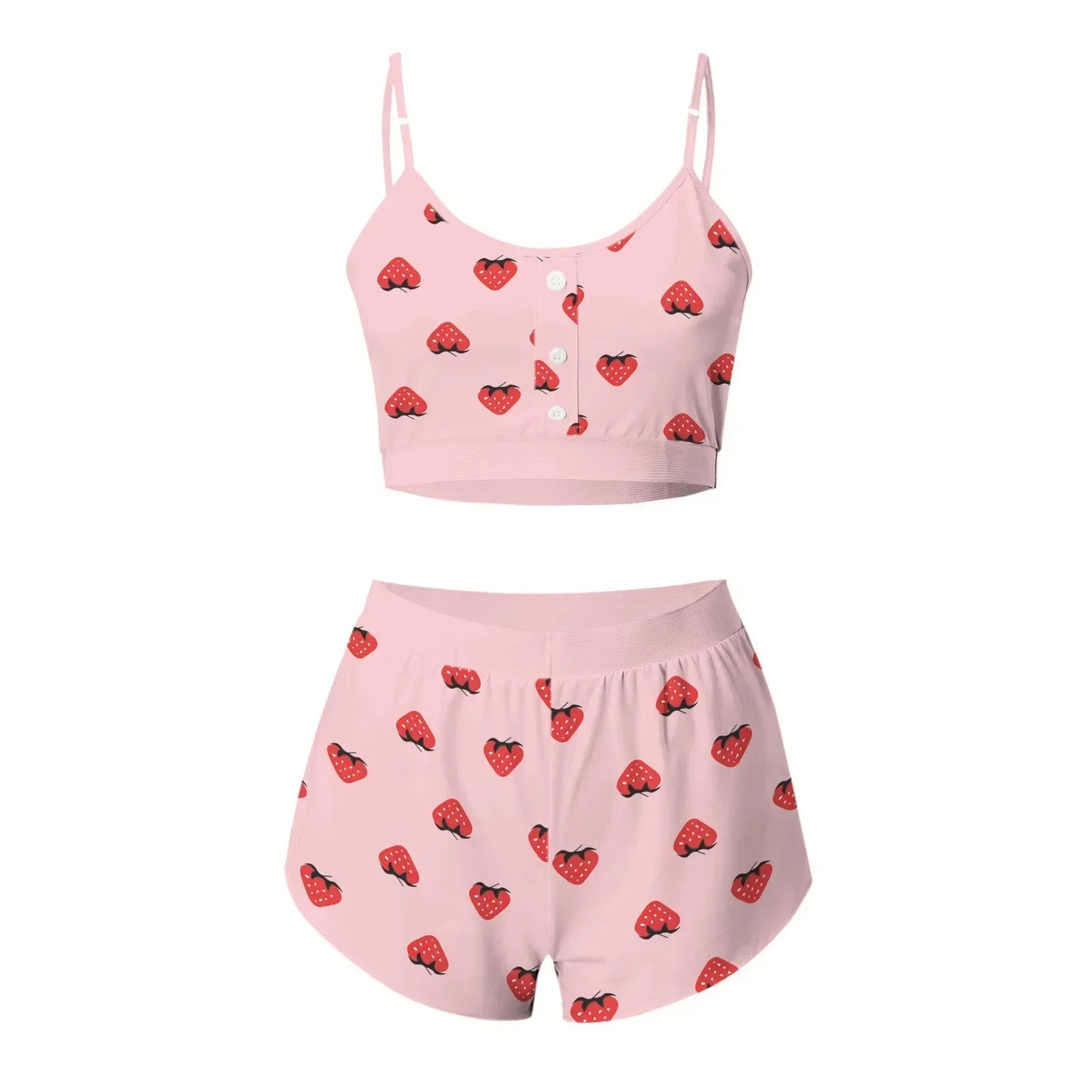 Women Sleepwear Lips Butterfly Print Home Suspended Pajamas Set Vest Bra Top Short Nightwear Lingerie Women's Nightgown