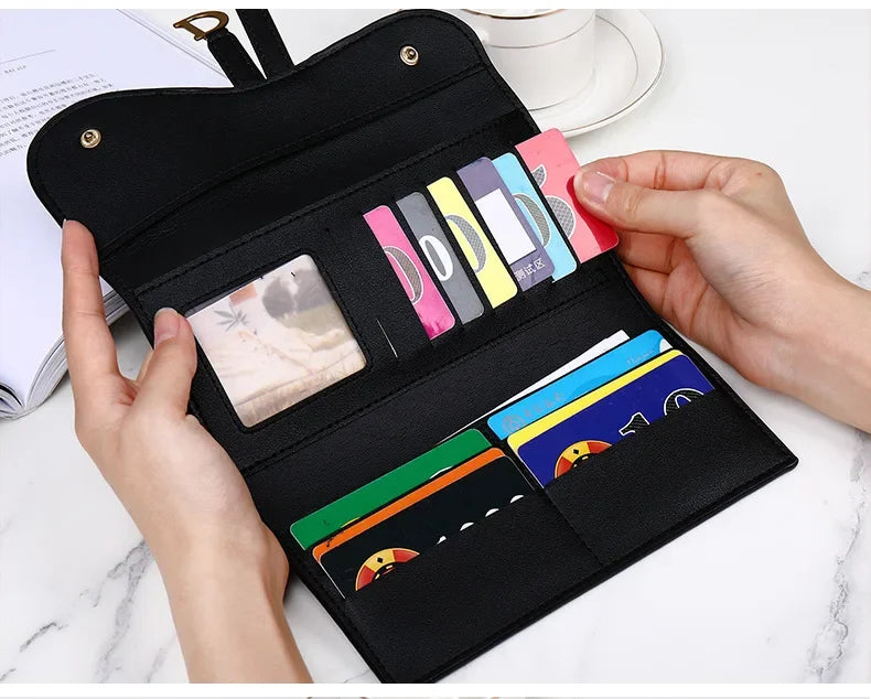 Retro Wallet Women's Long Large Capacity Buckle Multi Carda Multi Functional Trifold Handbag Card Wallets Coin Purse Cute Wallet