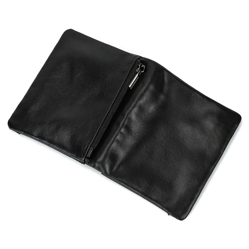 Leather Men‘s Short Wallet Hasp Genuine Leather Unisex Zipper Coin Clutch Purse Cowhide Card Holder Trifold Man wallets