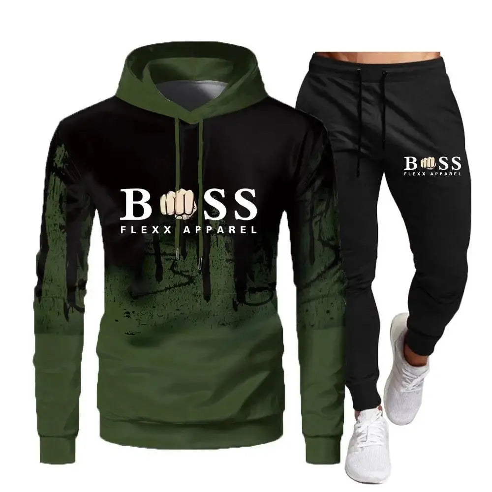 2021 Automne Hiver Nouvelle Marque Hommes Survêtement Sportswear Sweats À Capuche Sweat-shirts Pantalons De Survêtement Deux Pièces Ensembles Mode Jogging Homme