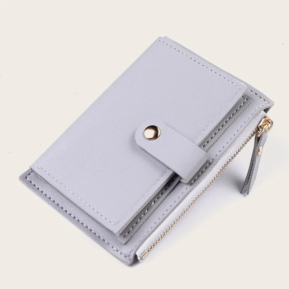 Women Fashion Small Wallet Purse Solid Color PU Leather Mini Coin Purse Wallet Credit Card Holder Bags Zipper Coin Purse