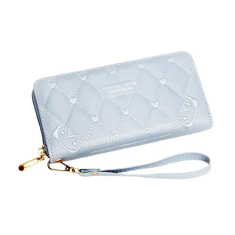 Women Long Wallet Pu Leather Card Holder Large Capacity Hasp Zipper Coin Purse Multi Card Organizer Cell Phone Wristlet Handbag