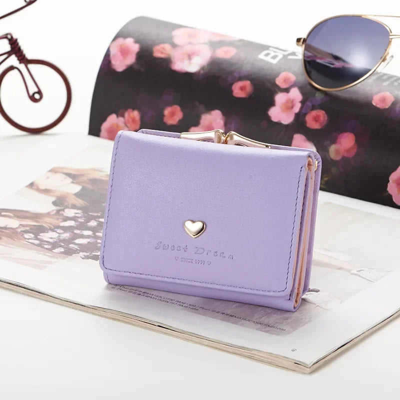 New Fashion Purse Female Short Version of Students Fresh Folding Mini Metal Wallet Cute Purse Lady Coin Purse for Female Lovely