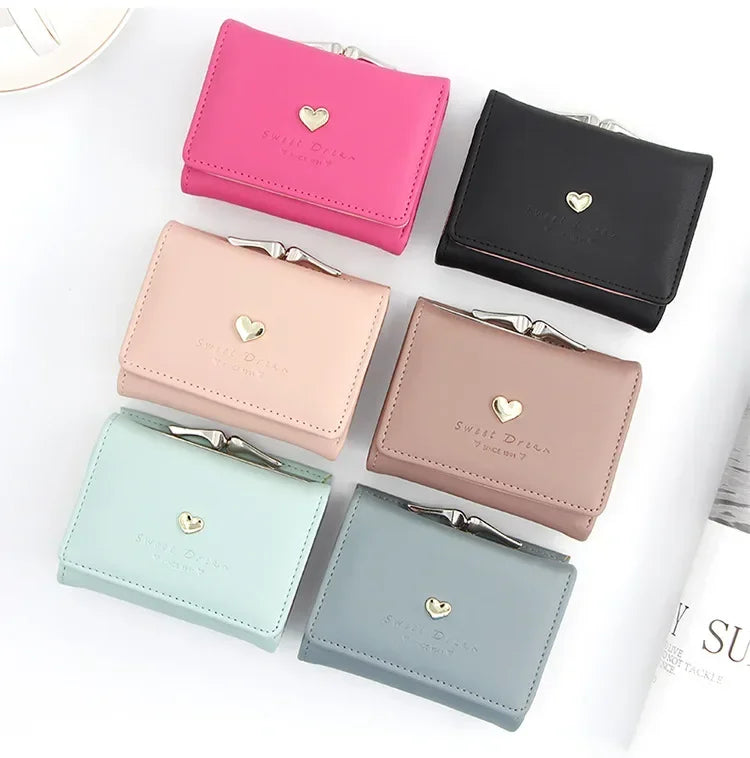 New Fashion Purse Female Short Version of Students Fresh Folding Mini Metal Wallet Cute Purse Lady Coin Purse for Female Lovely