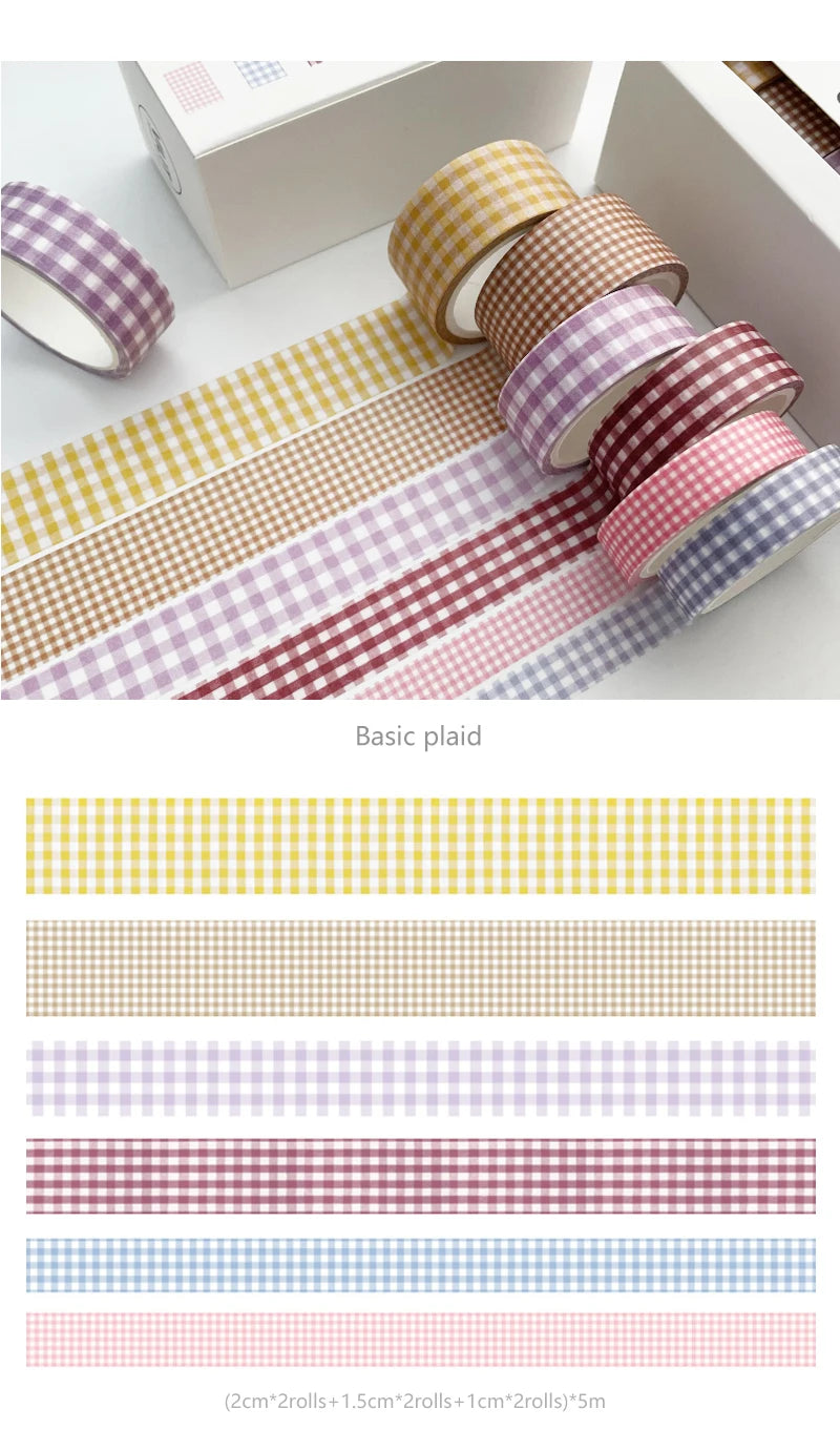 grid washi tape set Japanese paper diy planner masking adhesive washi tapes decorative stickers stationery tape school supplies