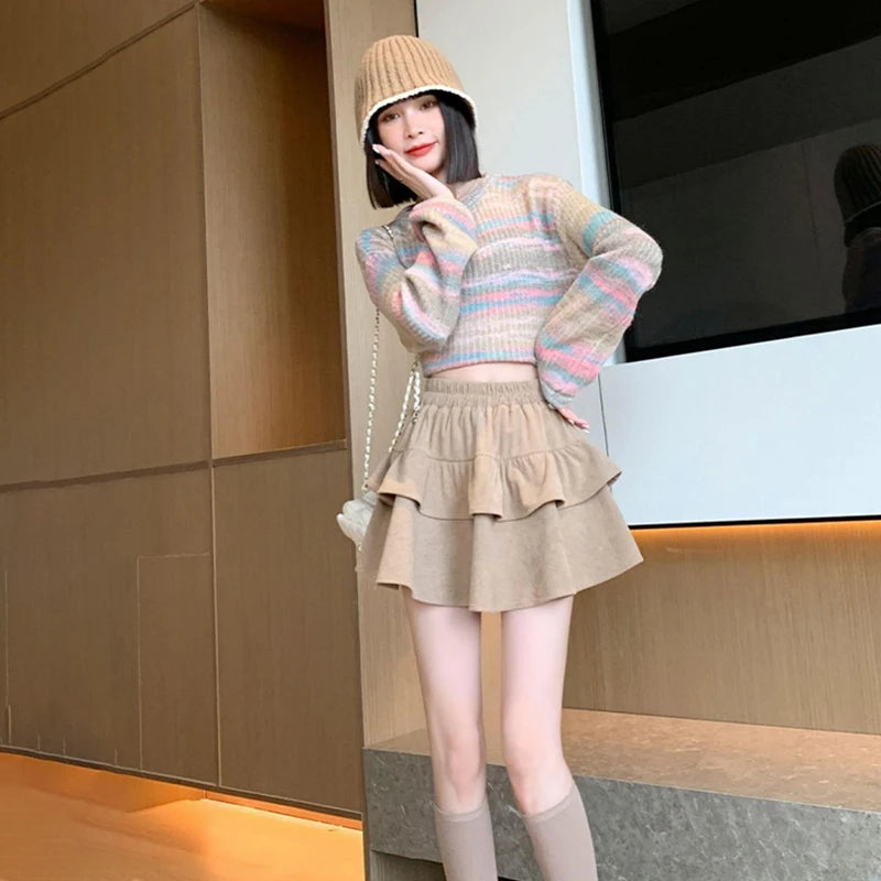 High Waisted Short Skirt Half Body Spring And Autumn Women's Cake Skirt 2024 New A-line Skirts Fashionable Pleated Skirts