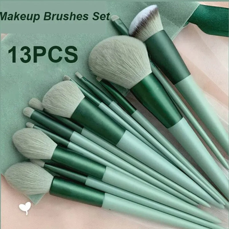 13 PCS Makeup Brushes Set Eye Shadow Foundation Women Cosmetic Brush Eyeshadow Blush Beauty Soft Make Up Tools Bag