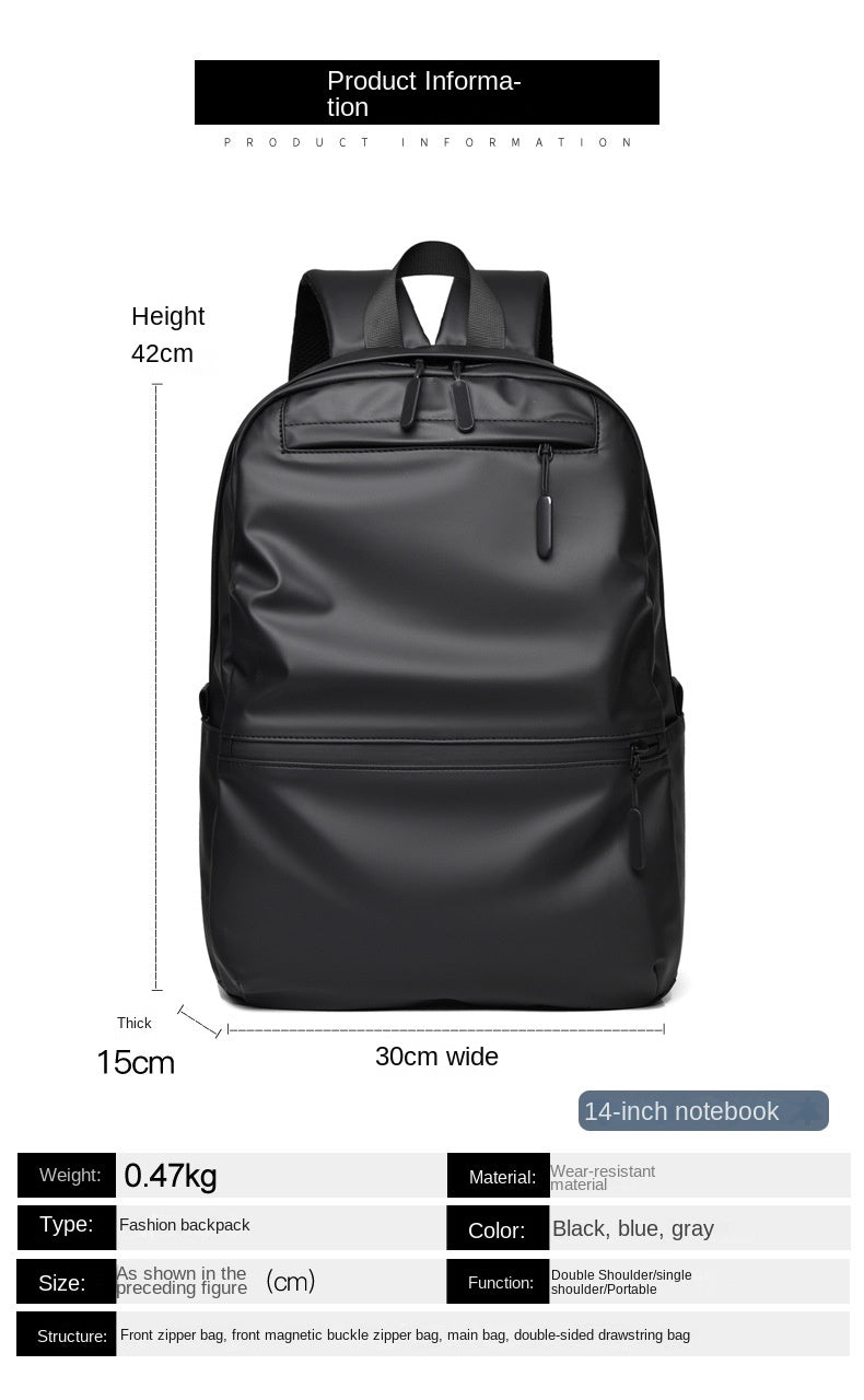 New Fashion Large Capacity Men's Backpack Laptop Bag Waterproof Fabric Student School Bag Hot Sale