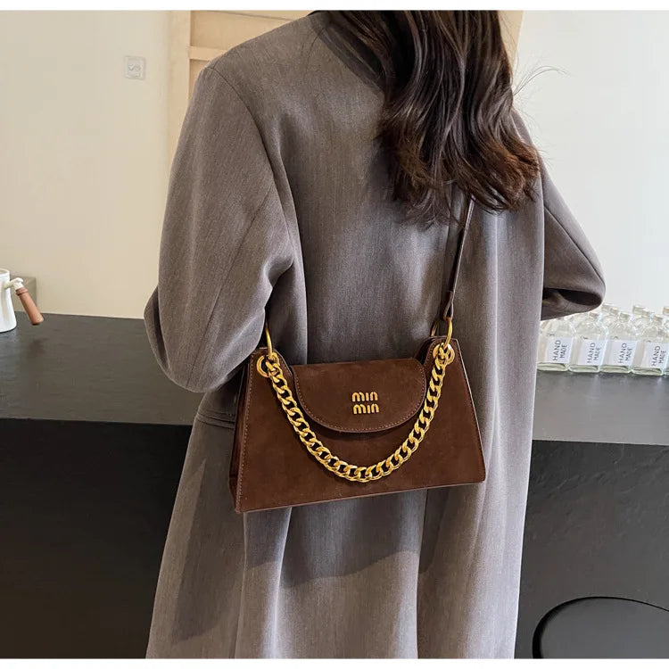 Metal Letter Designer Brand Handbags Top Handle Luxury Shoulder Bags Solid Color Elegant Crossbody Bags Fashion Bags For Women