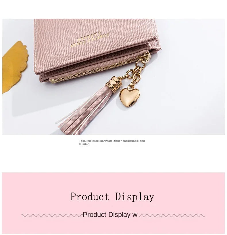 Fashion Women's Wallets Tassel Short Wallet For Woman Zipper Mini rfid Coin Purse Ladies Small Wallet Female Leather Card Holder