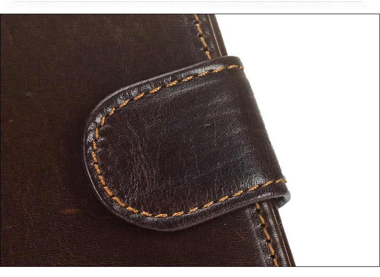 New Men Wallet Cowhide Genuine Leather Wallets Coin Purse Clutch Hasp Open Top Quality Retro Short Wallet