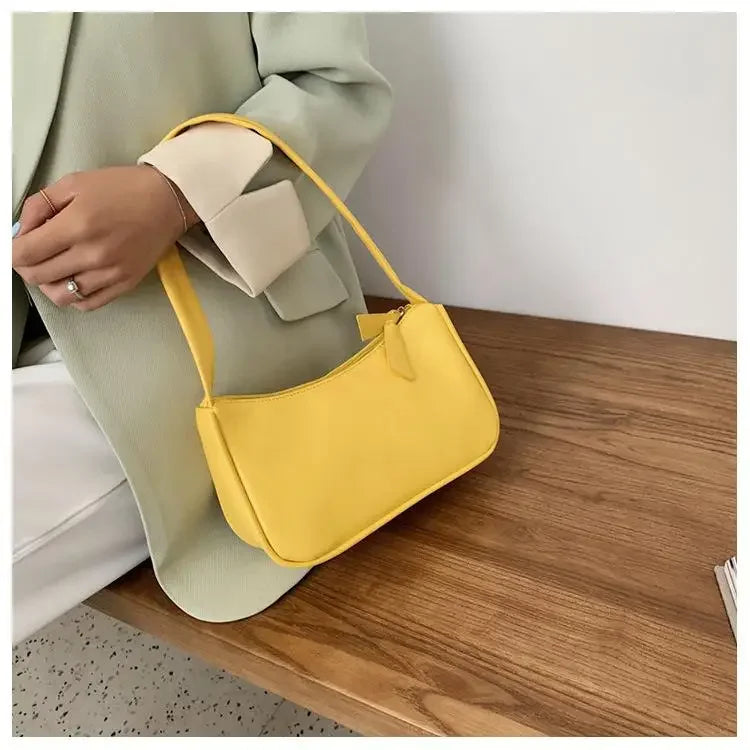 Women Handle Bag Retro Handbag PU Leather Shoulder Totes Underarm Vintage Top Handle Bag Female Small Subaxillary Bag New