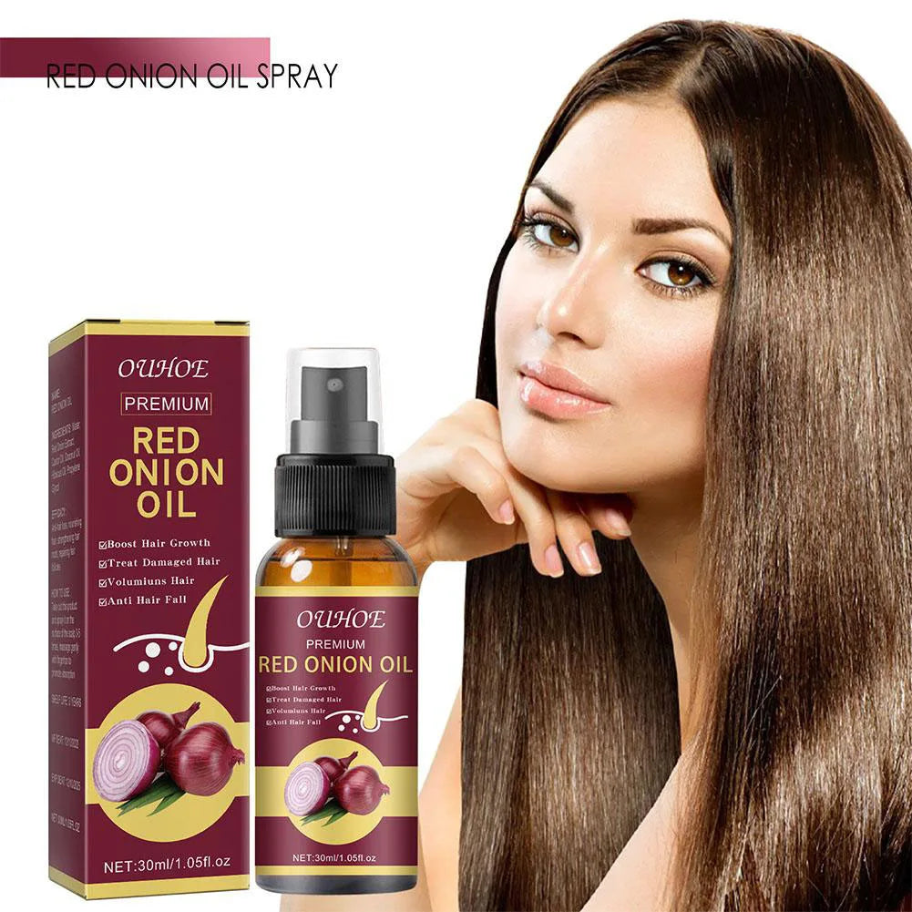 Spray à l'huile essentielle d'oignon rouge pour le soin des cheveux, spray hydratant à l'eau de riz pour les cheveux, traitements pour cheveux abîmés, produits de soins capillaires