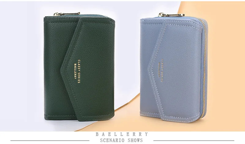 Baellerry Women Wallets Fashion Medium Women's Leather Wallet Top Quality Card Holder Black Coin Purses Green Wallets for Women