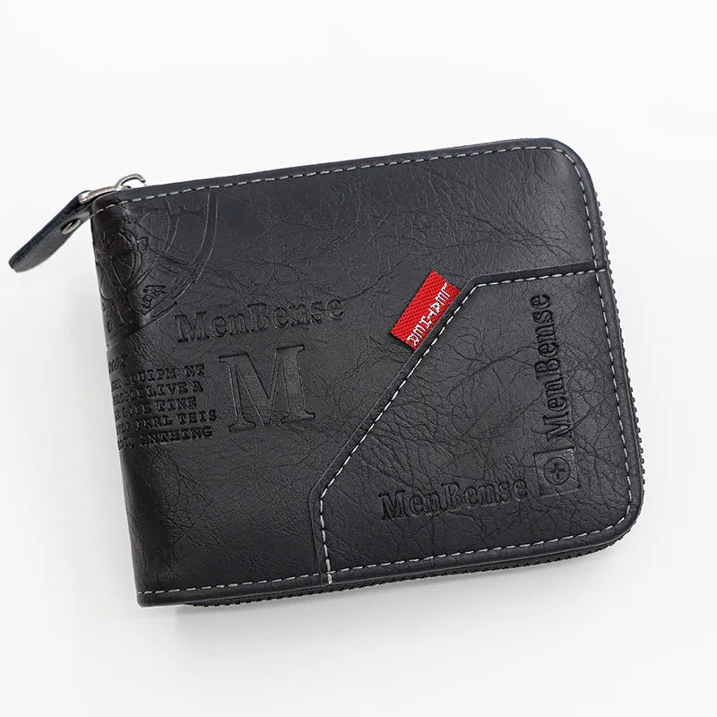 New High Quality Zipper Men Wallets Brand Card Holder Classic Male Wallet  Photo Holder Coin Pocket Men's Purses