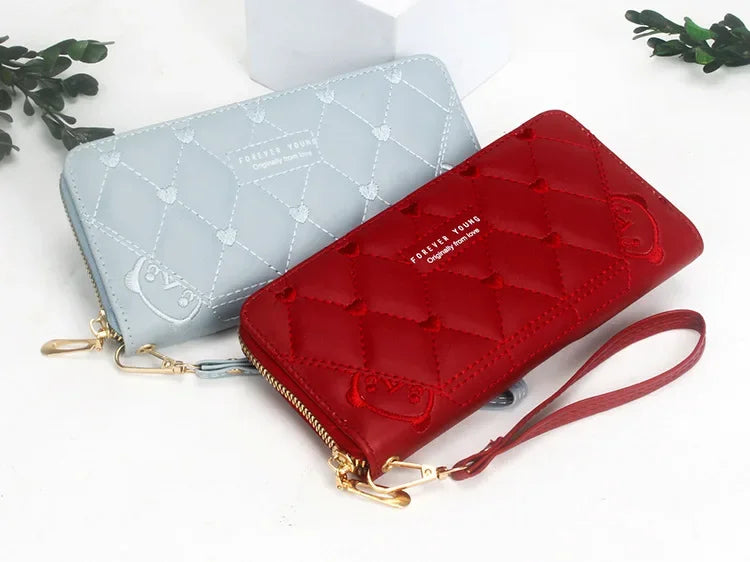 Women Long Wallet Pu Leather Card Holder Large Capacity Hasp Zipper Coin Purse Multi Card Organizer Cell Phone Wristlet Handbag