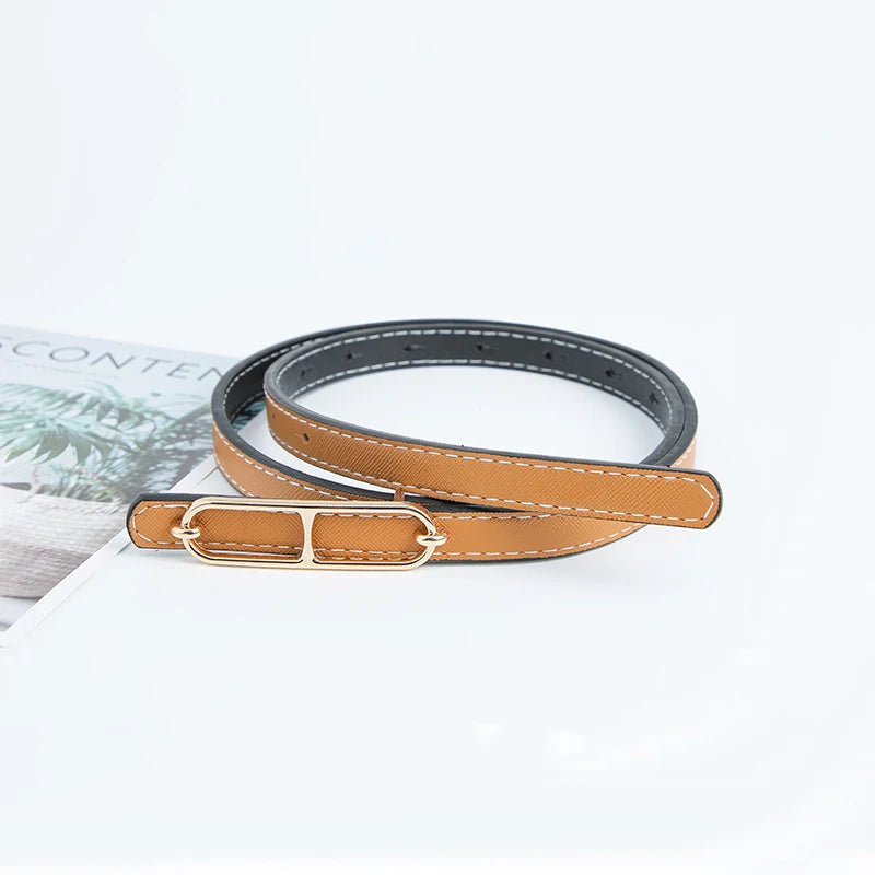 Casual Basic Porous Adjustable Double Sided Use Thin Belts For Women