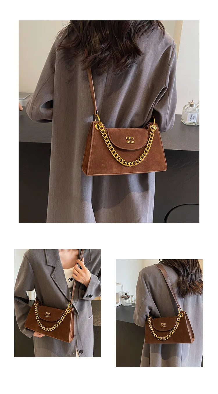 Metal Letter Designer Brand Handbags Top Handle Luxury Shoulder Bags Solid Color Elegant Crossbody Bags Fashion Bags For Women