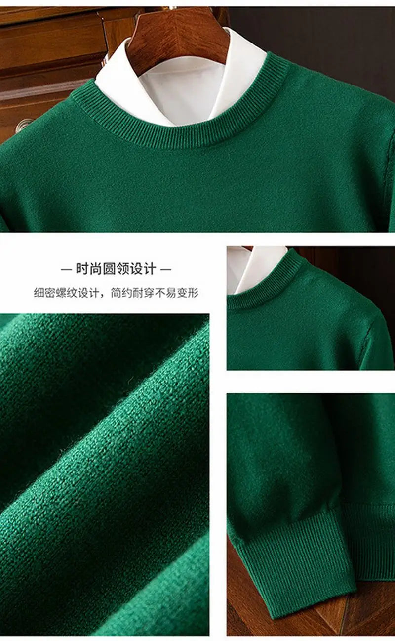 Autumn/Winter New Men's Cashmere Cold Resistant Clothing Round Neck White Sweater Pullover Warm korean Sweaters Pullover Tops