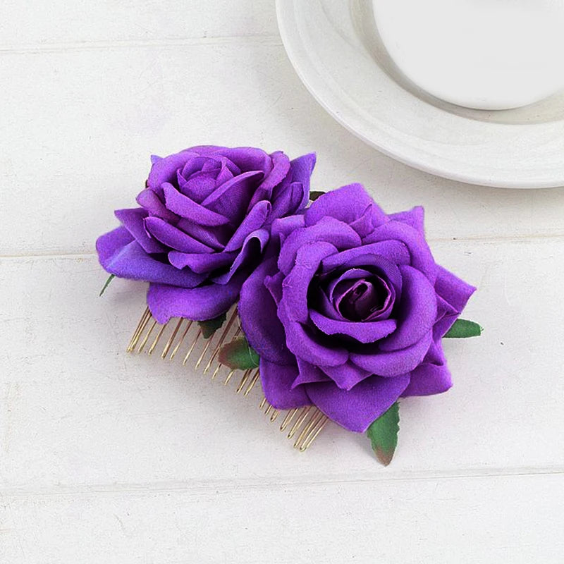 Flamenco Flowers For Hair DIY Headdress For Bridal Flocking Cloth Red Rose Flower Hairpin Hair Clip Party Hair Accessories