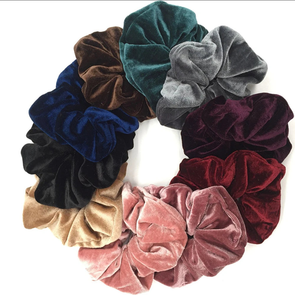 10/6 Accessories Scrunchies Hair Scrunchy Women Velvet Solid Leopard Tie Dye Ponytail Holder Headwear Elastic Ties Bands Set