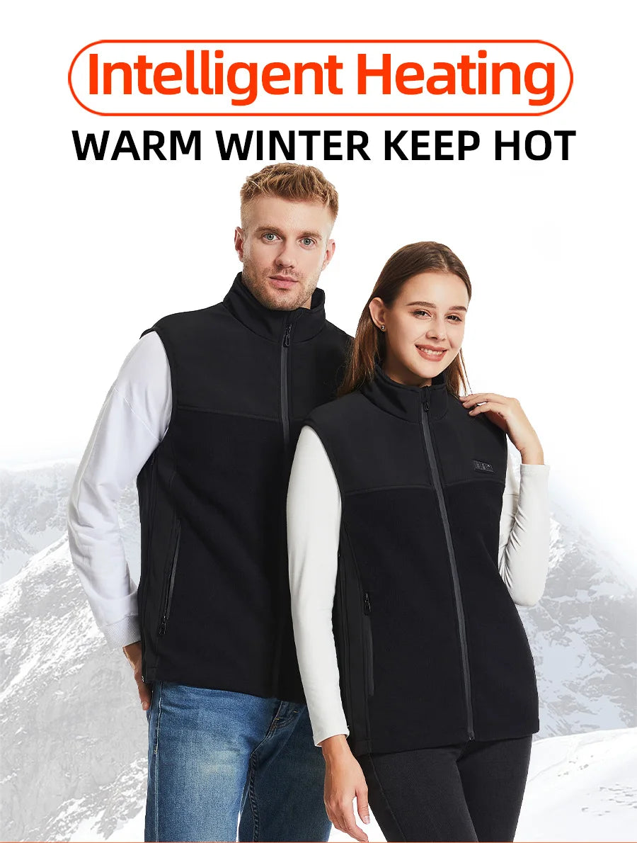 Fleece Heated Vest Men Usb Rechargeable Electric Self Heating Vest Women Warming Heated Jacket Outdoor Hunting Heating Clothing