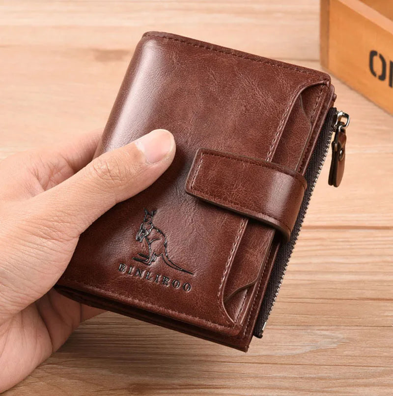 Leather Men's Wallet Luxury Short RFID Card Holder for Men Zipper Coin Purse Portable Male Wallets Billfold