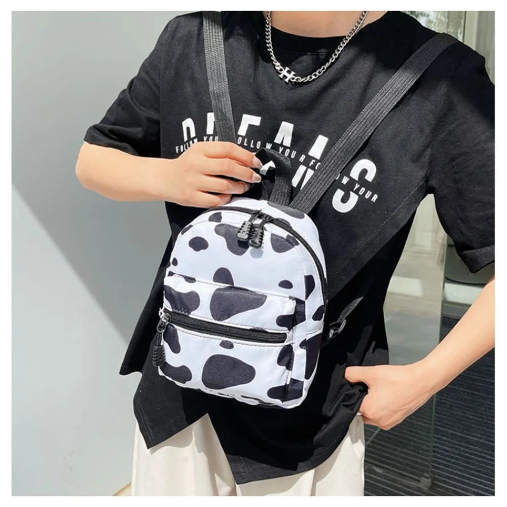 Fashionable Cute Girls Backpack Portable Mini Women Ladies Travel Shoulder Bag Canvas Things for Boy Schoolbag Floral Print