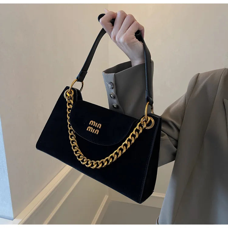 Metal Letter Designer Brand Handbags Top Handle Luxury Shoulder Bags Solid Color Elegant Crossbody Bags Fashion Bags For Women