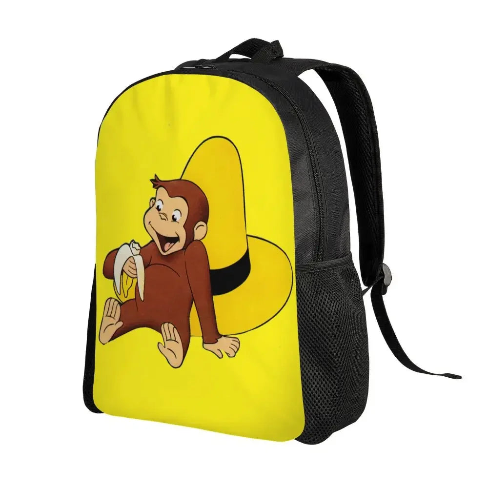 Customized Curious George Backpacks Women Men Casual Bookbag for School College Monkey Bags