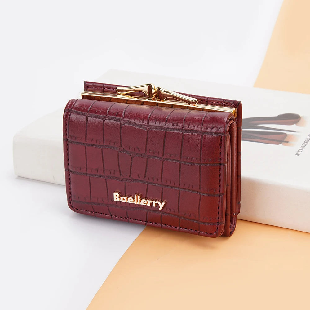 Baellerry New Women Short Wallet Brand Card Holder Simple Coin Pocket High Quality Female Purse Crocodile Pattern Women's Wallet