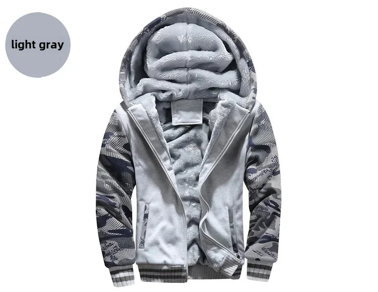 Autumn/winter Fleece-lined Men's Sweatshirt Casual Sports Cardigan Hoodies Loose Fit Warm Comfortable Men's Outwear