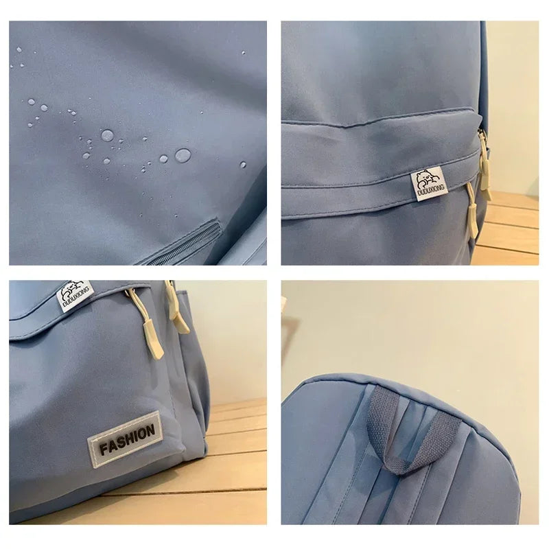 Shoulder Bag Large Capacity Waterproof College Travel Female Backpack Pure Colour Simple Girls Laptop Backpack