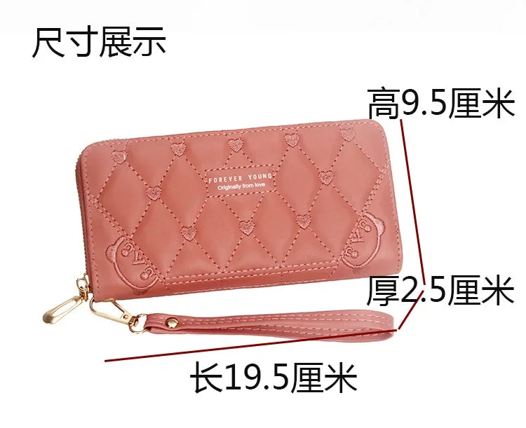 Women Long Wallet Pu Leather Card Holder Large Capacity Hasp Zipper Coin Purse Multi Card Organizer Cell Phone Wristlet Handbag