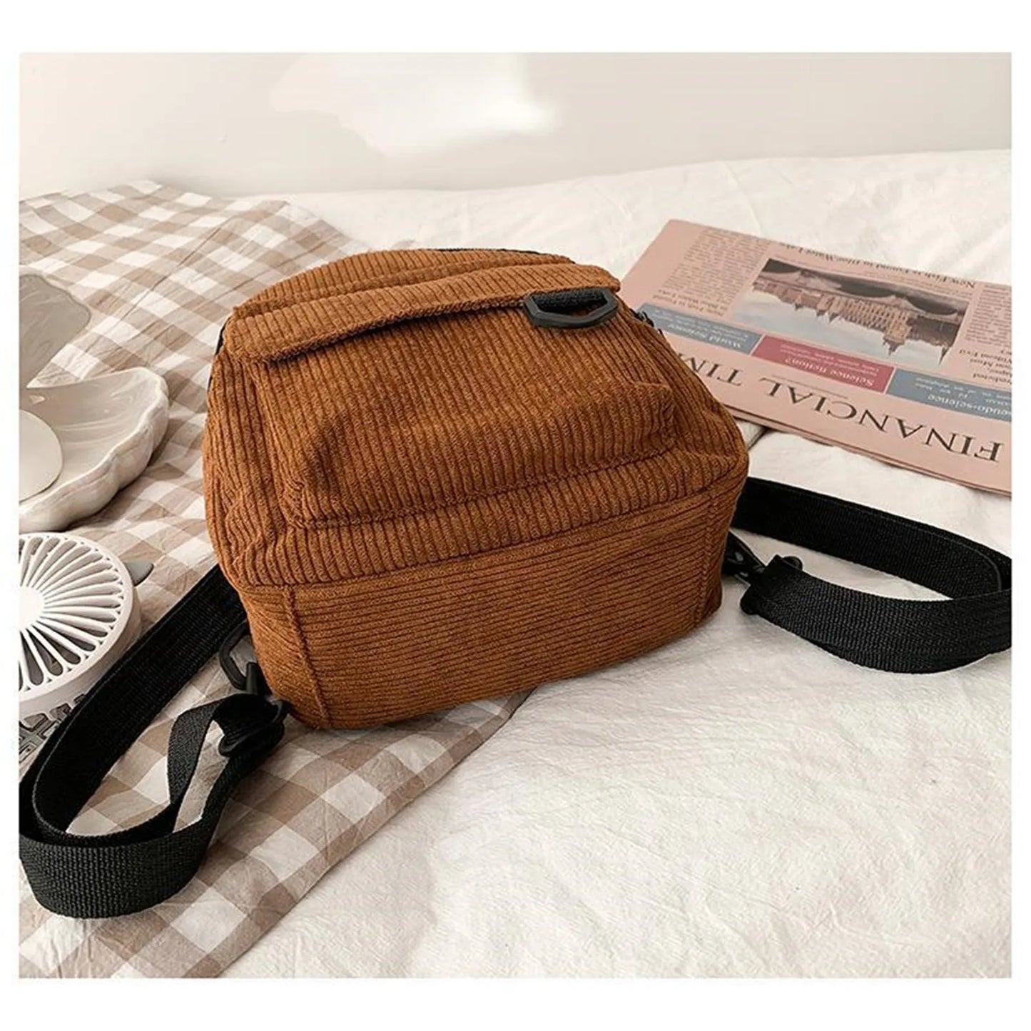 Women's Mini Backpack Fashion Solid Color Corduroy Small Simple Casual Traveling Large Capacity Female's Schoolbag