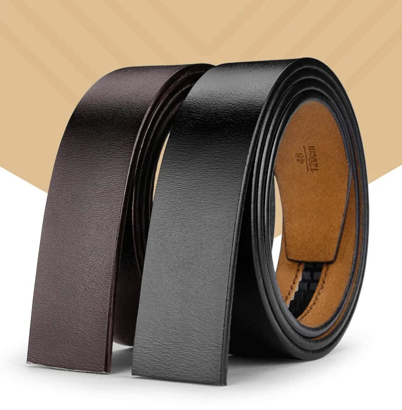 Black Brown Plus Size 130 140 150 cm No Buckle 3.5 cm Width Genuine Leather Belt Straps Without Automatic Buckle Waist Belts