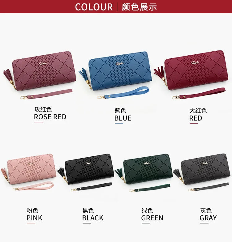 Zipper Money Coin Purse Women Card Holder Long PU Leather Clutch Wallet Large Capacity Lady Wristlet Phone HandBags Money Pocket