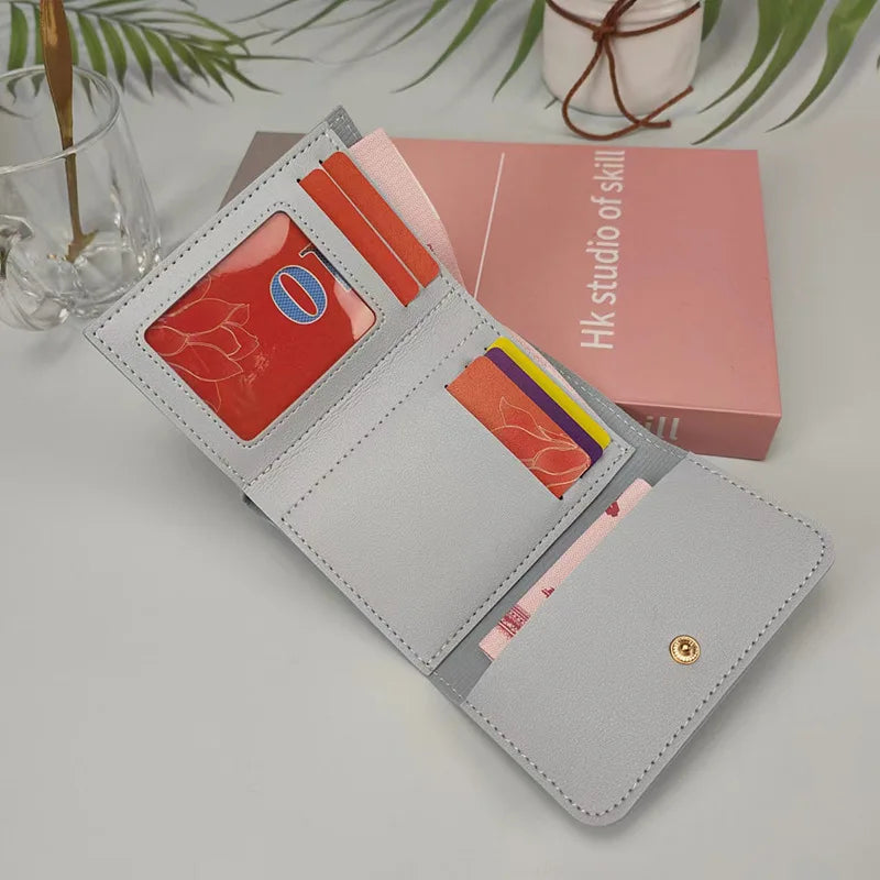 Women Short Wallet Multi-card Bag Mini Pouch Multifunction Card Holder Coin Purse Simple Three Fold Portable Lady Mini Wallets