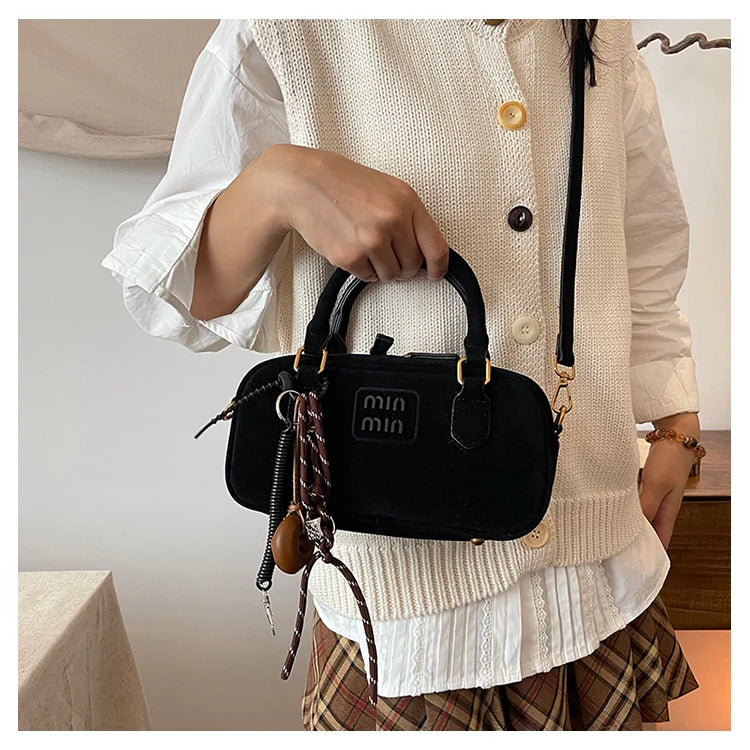 Autumn/winter retro frosted small bag female 2024 new popular cross-body bag HOT handbag bowling bag