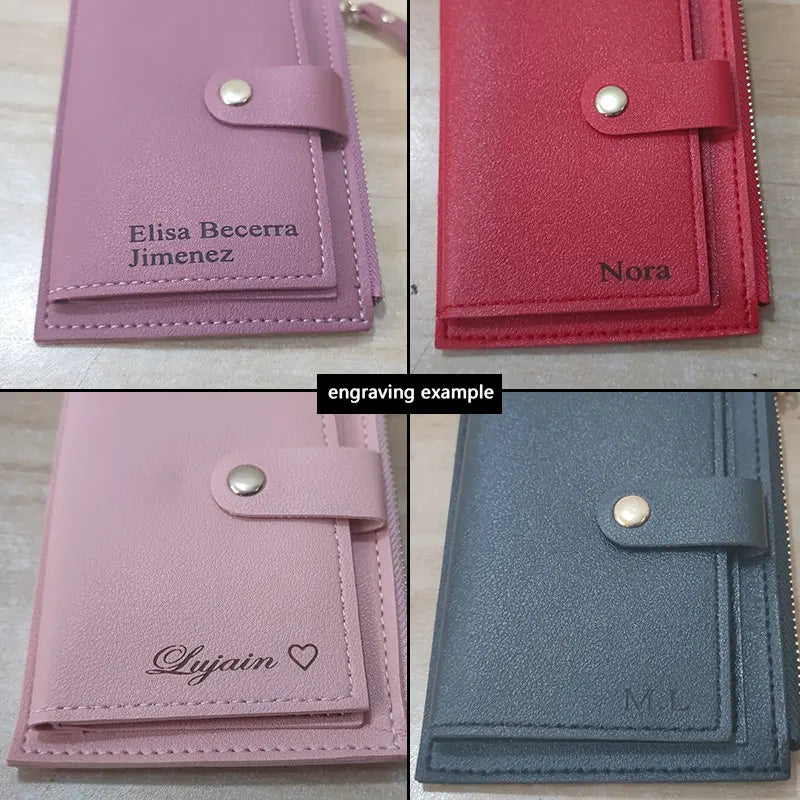 2023 New Short Women Wallets Free Name Engraving Slim Card Holder Female Purses Cute Simple High Quality Brand Women's Wallet