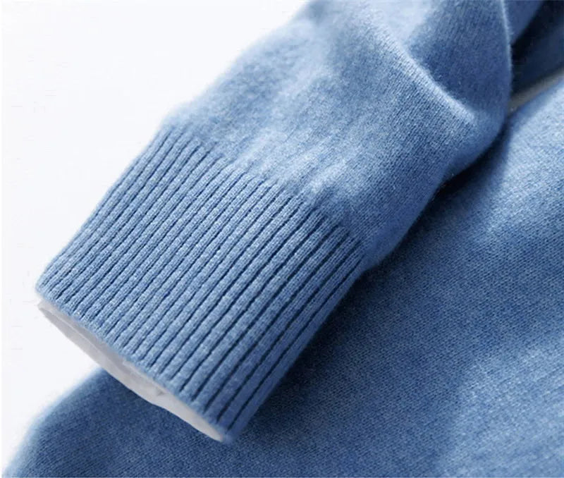 Men's Cashmere Cotton Blend Warm Pullovers Sweater V Neck Knit Winter New Tops Male Wool Knitwear Jumpers