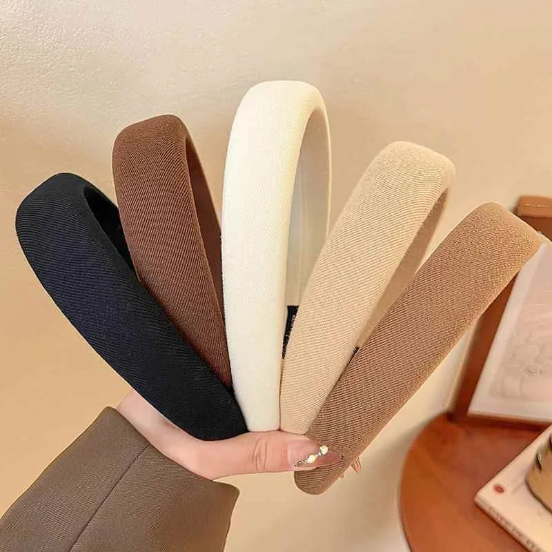 Wild Solid Color Sponge Headband for Women Fashion Girl Wash Face Wide Edge Simple Hair Band