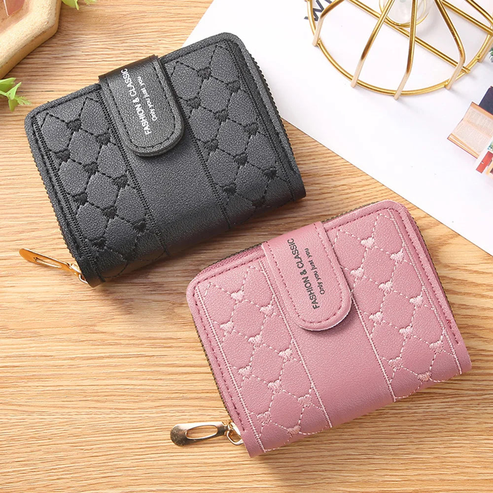 Short Wallet For Women 2023 Fashion Simple New Large Capacity Versatile Heart Color Clutch Zipper Buckle Coin Purse Female Bag