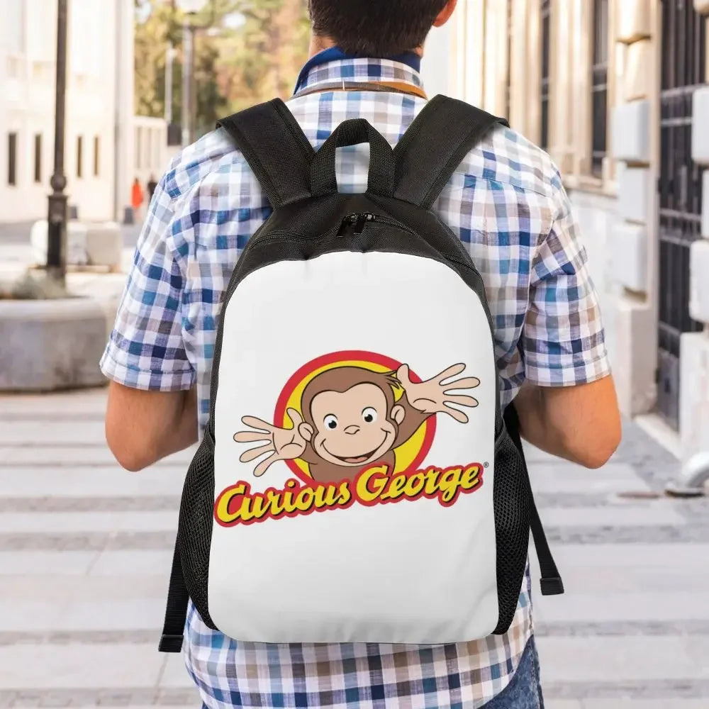 Customized Curious George Backpacks Women Men Casual Bookbag for School College Monkey Bags