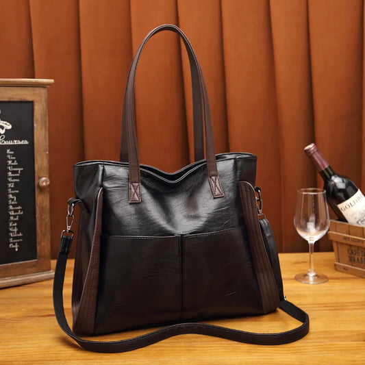 Large Capacity Handbags Women Soft Leather Shoulder Crossbody Bag Ladies Bucket Bags Retro Tote Luxury Satchel Handbag and Purse