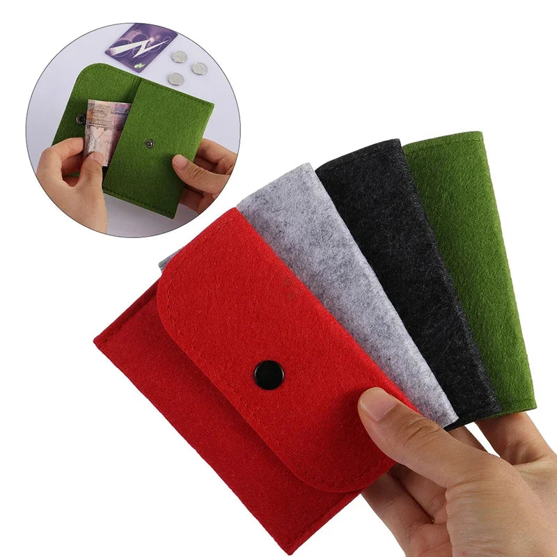 Unisex Felt Coin Purse Bag Women Girls Mini Zipper Coin Wallet Case Casual Square Money Change Card Key Holder Pouch